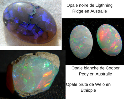 Opale noire de Ligthning Ridge en Australie